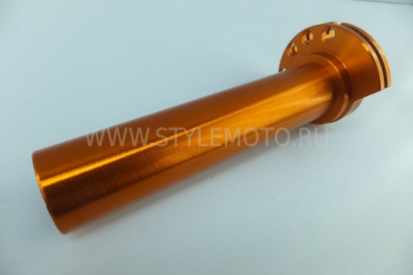 Короткоходная ручка газа для мототехники оранжевый металлик.